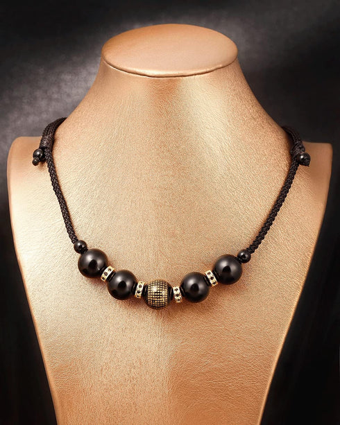 Natural Black Obsidian Choker Necklaces for Women Lucky Stone Healing Crystals Gemstone Beads Balance Necklace for Men...