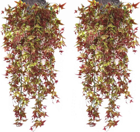 Artificial Hanging Vine, Faux Vines Ivy Leaves Outdoor Fake Hanging Plants Luxuriant Wall Hang Garland Porch Patio Arch Balcony Basket Garden Part...