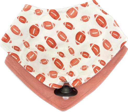 Baby Bib for Drooling and Teething with Pacifier or Teething Toy Attachment - Game Day...