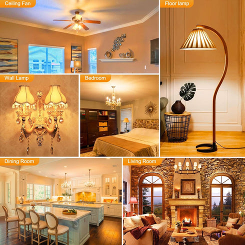 hansang 8 Pack E12 LED Candelabra Bulbs 3000K Warm White, B11 Ceiling Fan Light Bulbs Small Base, 6W 60Watt Equivalent, C37 Type B Light Bulb for ...
