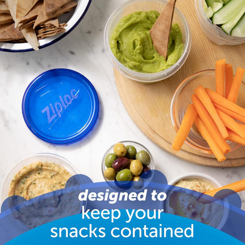 Ziploc Extra Small Round Twist 'n Loc Food Storage Meal Prep Containers, Reusable for Lunch and Leftovers, Dishwasher Safe, 4 Containers and 4 Lid...