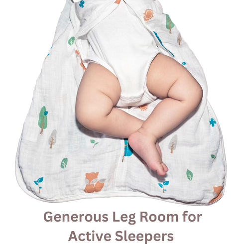 Muslin Cotton Toddler Sleeping Sack Bag, 0.5 Tog baby Lightweight Wearable Blanket for boy and girl (L, Forest)...