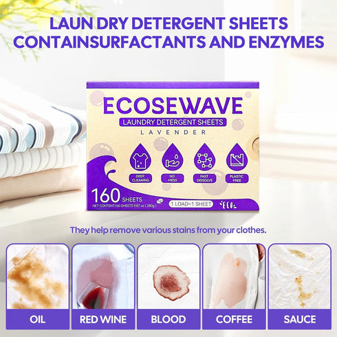 Laundry Detergent Sheets, 160 sheets, Lavender Scent, Hypoallergenic and Eco-Friendly Laundry Strip, Perfect for Travel Camping,Apartments, Dorms...