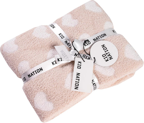 Kid Nation Super Soft Baby Blanket with Heart Light Pink 30 x 40 inch...