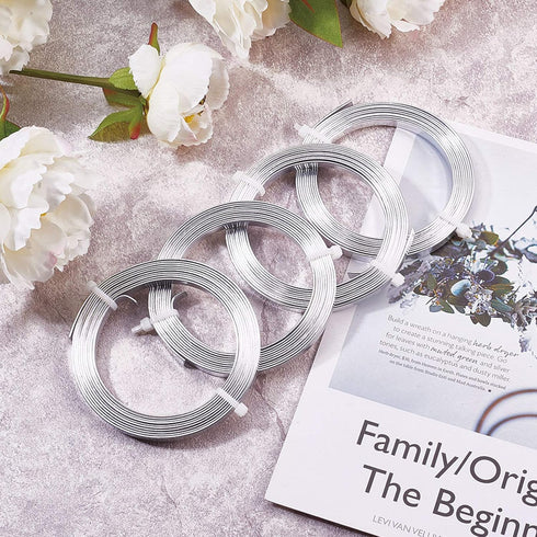 Fashewelry 5mm Aluminum Flat Bendable Craft Wire Silver 32.8Ft Nose Wire for Christmas Tree Decoration Face Masks Sculpture Resin Bezel Frame Jewe...