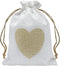 Jexila 24PCS Burlap Drawstring Gift Bags 5X7 Inches Heart Print Linen Burlap Jewelry Gift Bags Fabric Cloth Candy Goodie Pouches for Wedding Showe...