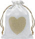 Jexila 24PCS Burlap Drawstring Gift Bags 5X7 Inches Heart Print Linen Burlap Jewelry Gift Bags Fabric Cloth Candy Goodie Pouches for Wedding Showe...