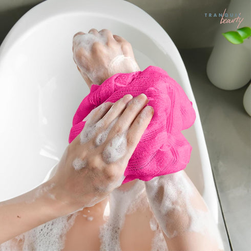 TranquilBeauty Exfoliating Towel Set of 3 - Soft, Quick-Dry Scrub Towels for Body (Not for Face) | Deep Cleanse | Machine Washable | Korean Exfoli...