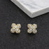 YOQUCOL Cubic Zirconia Crystal Rotatable Flower Shaped Golden Clip On Earrings Non Pierced Golden Stud for Women...