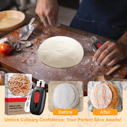 Bread Lame Dough Scoring Tool - Professional Sourdough scoring tool for Sourdough Bread baking & Bread Making Tools, Black...
