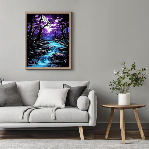 Posterizer 1 pcs-enchanted glowing magic forest-Abstract & Modern Art-Fantasy & Fiction Art-Gift for Nature, Surfers and Beach Lovers- UNFRAMED Wa...