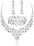 Udalyn Crystal Bridal Jewelry Sets for Women Necklace Earrings Bracelet Set for Wedding Rhinestone Bridesmaid Choices fit with Wedding Dress...