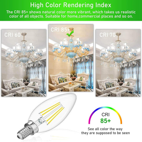 winshine E12 Candelabra LED Bulbs Dimmable 4000K Daylight 60W Equivalent,Type B Light Bulb for Chandelier, C35 Ceiling Fan Light Bulb Clear Glass,...