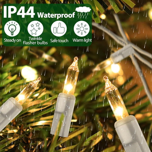 Clear Christmas Lights 25FT 100 Incandescent Bulbs Warm White Mini Lights with White Wire for Christmas Tree, Garland, Thanksgiving, Wedding, Part...