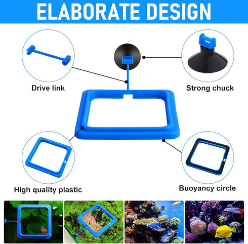 Fish Feeding Ring, 2 Pieces Fish Feeder Aquarium Fish Turtle Tank Accessories Food Feeder Circle for Guppy, Bettas, Goldfish, Turtle (Blue)...