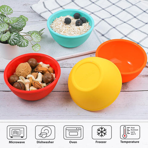 Webake Small Silicone Bowls, 4 Pack 8oz Prep Bowls Unbreakable Ice Cream Snack Bowls Side Dishes Small Bowls for Dipping Prep Dessert Serving, Ove...