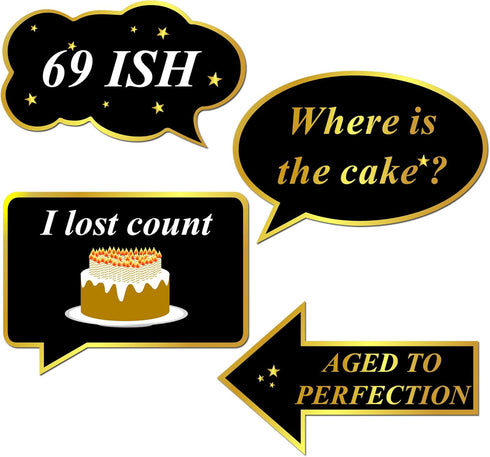 70th Birthday Party Photo Booth Props with Stick (50Counts) for Her Him Funny Chic 70th Birthday Black and Gold Decorations, Konsait 70 Happy Birt...
