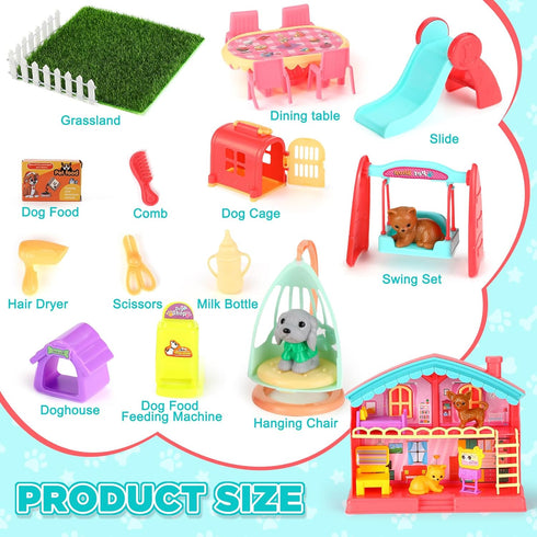 Pet Pretend Play Toys Set Realistic Pet Figures Playset Cat and Dog Care Role Play Educational Figures Toys Pet Dollhouse Toy Set for Boys Girls B...