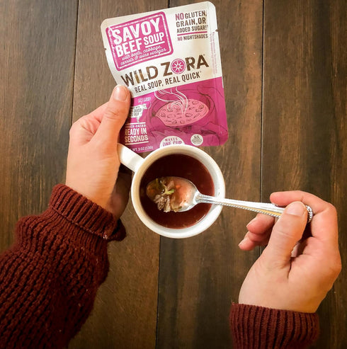 Wild Zora Instant Keto-Friendly Soups 5-Pack Variety, Broth Made with Grass-Fed Beef, Free-Range Chicken, and Vegetables, Gluten-Free, Low Carb, N...