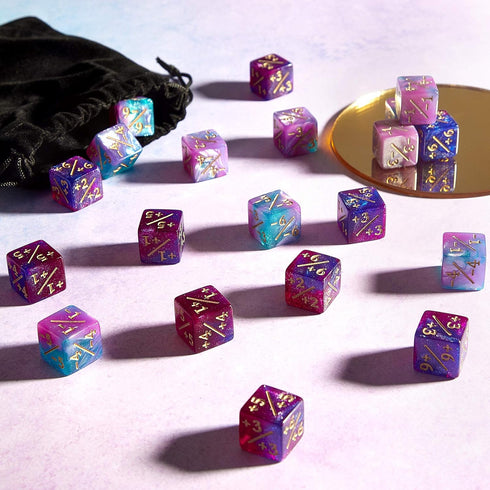 Sumind 24 Pieces MTG Dice Counters Token Dice Glitter D6 Dice Cube Loyalty Counter Dice Compatible with MTG, CCG, Card Gaming Accessory (Fresh Sty...