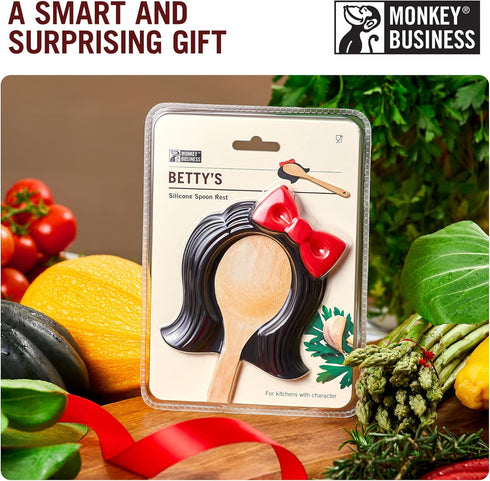 Betty's Fun Wig-Shaped Silicone Spoon Rest/Utensil Rest from a Series of Cool Kitchen Gadgets | 50s-Style Spoon Rest for Kitchen Counter | Origina...