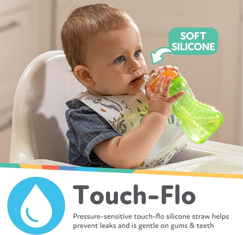 Nuby No-Spill Sippy Cup with Flex Straw for Boys - (3-Pack) 10-Ounce Bottles - Training Sippy Cups for Toddlers 12+ Months...