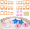 Puocaon Petal Polymer Clay Cutters - 20 Pcs Petal Clay Cutters for Polymer Clay Earrings, 30 Pcs Pistil Brass Charms 4 Petal Texture Clay Molds fo...