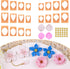 Puocaon Petal Polymer Clay Cutters - 20 Pcs Petal Clay Cutters for Polymer Clay Earrings, 30 Pcs Pistil Brass Charms 4 Petal Texture Clay Molds fo...