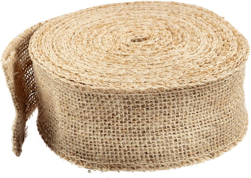 Natural Burlap Ribbons (2" Wide, 10 Yards)-No Wire, 100% Jute-DIY Art & Craft & Projects, Gift Wrapping, Bows, Indoor Outdoor Rustic Spring Weddin...