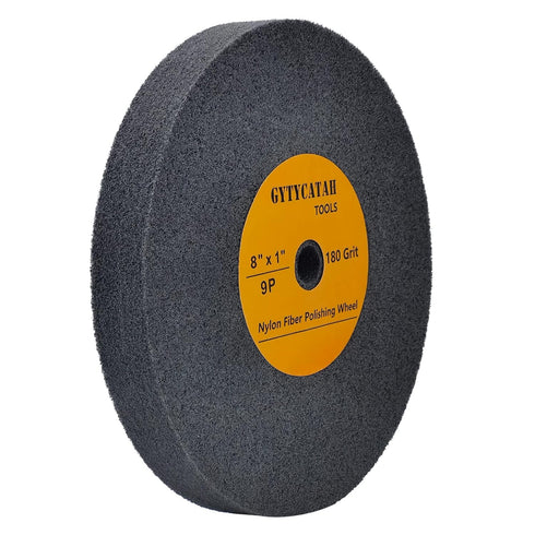 Deburring Wheel, Nylon Fiber Polishing Wheels, Abrasive Silicon Carbide Bench Buffing Grinder Wheel, Dia 8" x 1" Thickness x 5/8" Arbor, 180 Grit,...