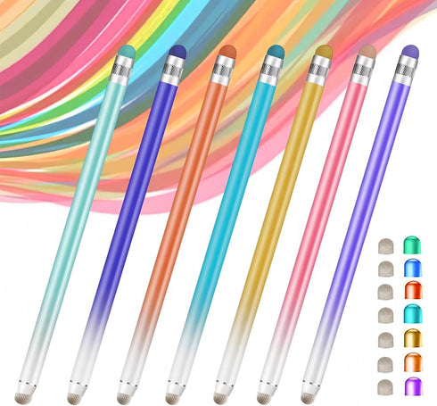 7 Pack Stylus Pens for Touch Screens,Smozer 2 in 1 Fiber Tips+Rubber Tips Touchscreen Pen for iPad iPhone Tablets Samsung Galaxy All Universal Tou...