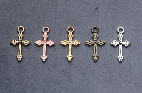 50 Pcs Vintage Crucifix Pendants Beading Charms with Hole Small Chic Elegant Metal Religious Bulk Cross for Jewelry Making Kit DIY Bracelet Neckla...