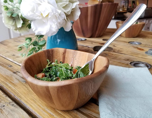 Lipper International Acacia Wave Serving Bowl for Fruits or Salads, Small, 6" Diameter x 3" Height, Single Bowl,20 fluif ounces...