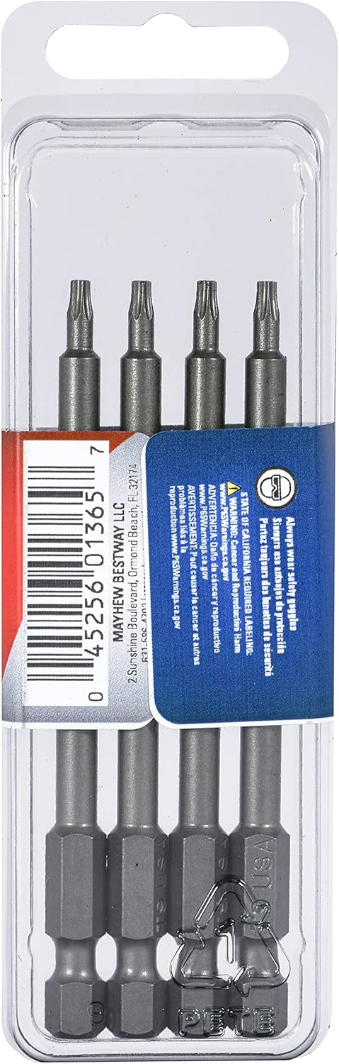 Mayhew Tools 19333-4 USA Torx Power Bit, T9 x 3.5", 4-Pack...
