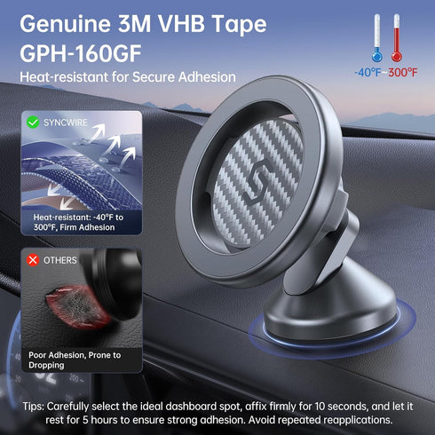 SYNCWIRE for MagSafe Car Mount - Kevlar Material Magnetic Phone Holder for Car Dash,360° Rotation Strong Magnets Car Phone Holder Compatible iPhon...
