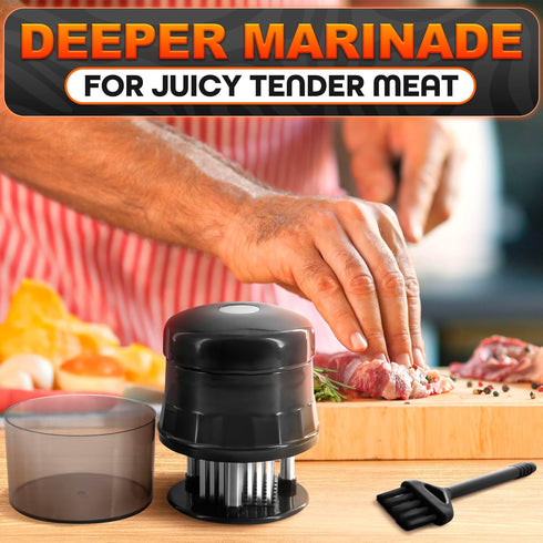 Meat Tenderizer Tool - Convenient Chicken Tenderizer Tool with 56 Sharp Stainless Steel Needle Blades, Safety Lock & Cleaning Brush, Dishwasher Sa...