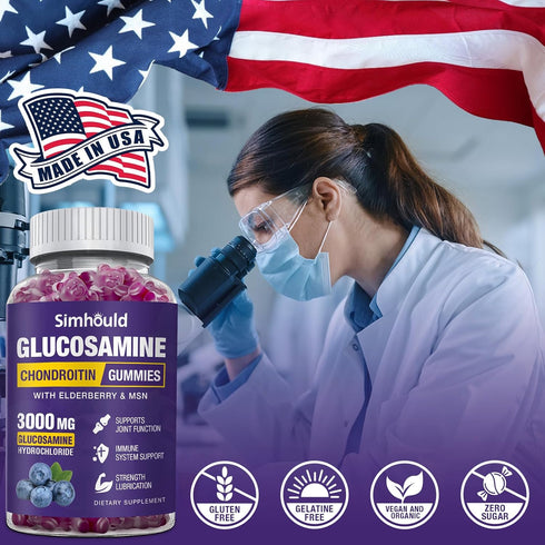 Glucosamine Chondroitin Gummies - 3000MG Extra Strength Joint Support Supplement with MSM & Elderberry, Flexibility, Antioxidant Immune Support Gu...