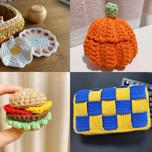 Yellow Yarn for Crocheting and Knitting Cotton Crochet Knitting Yarn for Beginners with Easy-to-See Stitches Cotton-Nylon Blend Easy Yarn for Begi...