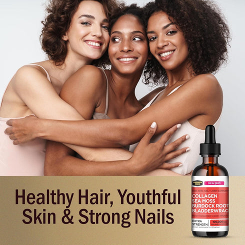 Collagen Mojo - Liquid Collagen for Women & Men, Collagen Peptides with Sea Moss, Burdock Root, Bladderwrack - Hair, Skin, Nails, Joint Support. W...