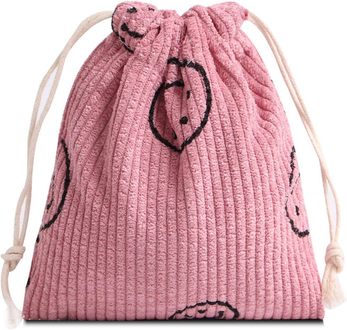 Cute Corduroy Smile Change Coin Purse Small Zipper Pouch Bag Wallet by Coin Purses Pouches Coin Holder Key Pouch Coin Purse for Women (Pink-Coin P...