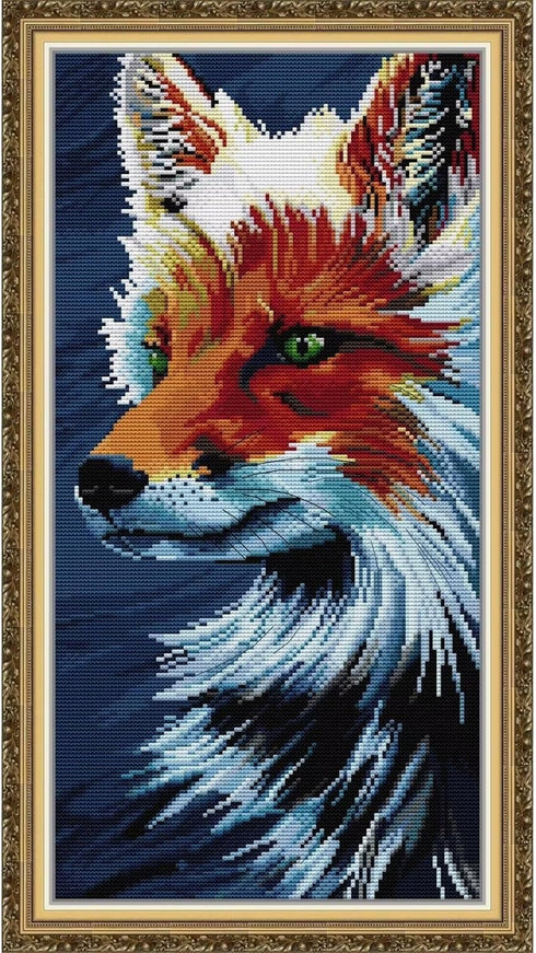 CROSSDECOR Stamped Cross Stitch Kits Full Range of DIY Needlepoint for Adult Beginners Wolf Pattern, for Gift and Home Decor 14CT 2 Strands 10.6×1...