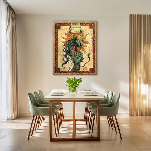 Posterizer 1 pcs-alchemical depiction with a green lion-vintage inspired 2-Vintage Art-Fantasy & Fiction Art- Gift for Men Women Entrepreneur Teen...