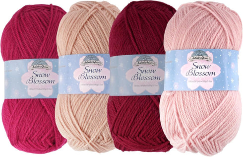 JubileeYarn Snow Blossom Yarn - DK Superwash Wool Yarn - Shades of Red - 4 Skeins...