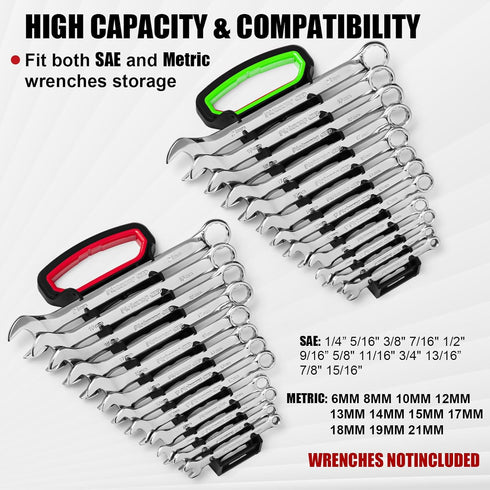 4 Pcs 48 Tool Gripper Wrench Organizer 5 x 11 In Plastic Wrench Rack Wrench Holder Wrench Storage with Handle Wrench Holders Organizers for Tool B...