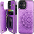 Vaburs Compatible with iPhone 12 and iPhone 12 Pro Case Wallet with Card Holder,Embossed Mandala Pattern Flower PU Leather Double Magnetic Buttons...