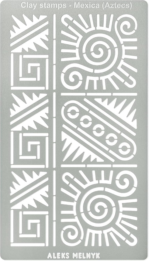 Aleks Melnyk No.433 Metal Stencil, Aztec Stencil Patterns and Symbols, Small Stencil, 1 PC, Template for Wood Burning, Engraving, Crafting, Scrapb...