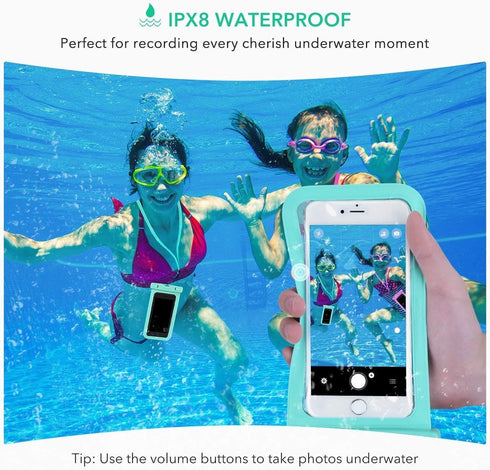 Universal Waterproof Pouch, 2-Pack Waterproof Phone Lanyard Case Neck Strap Dry Bag for iPhone 15 14 13 12 11 Pro Plus Max Galaxy S24 S23 S22 Goog...