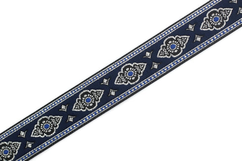 11 Yard Spool 0.98 inches Wide Navy Blue Renaissance Motive Ribbon European Ribbon Dog Colar Ribbons Sewing Jacquard Ribbon Trim 25905...