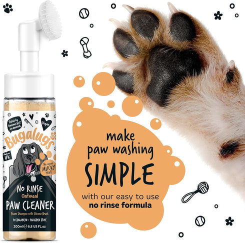 Dog Paw Cleaner No Rinse Foam Cat & Dog shampoo with Silicone Brush Head, waterless grooming products. Travel friendly paw cleaner for dogs defeat...