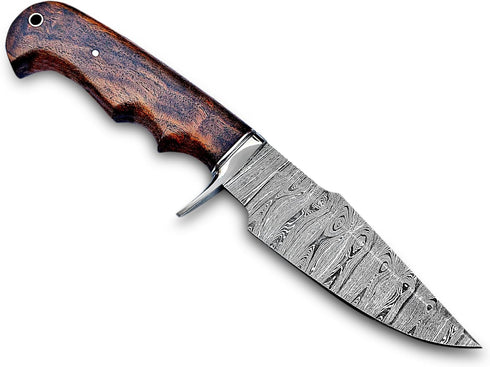 Handmade 10? Damascus Hunting Knife - Bushcraft Fixed Blade Hunting Knife with Sheath and Rose Wood Handle EDC Skinning Knife., Brown Black...
